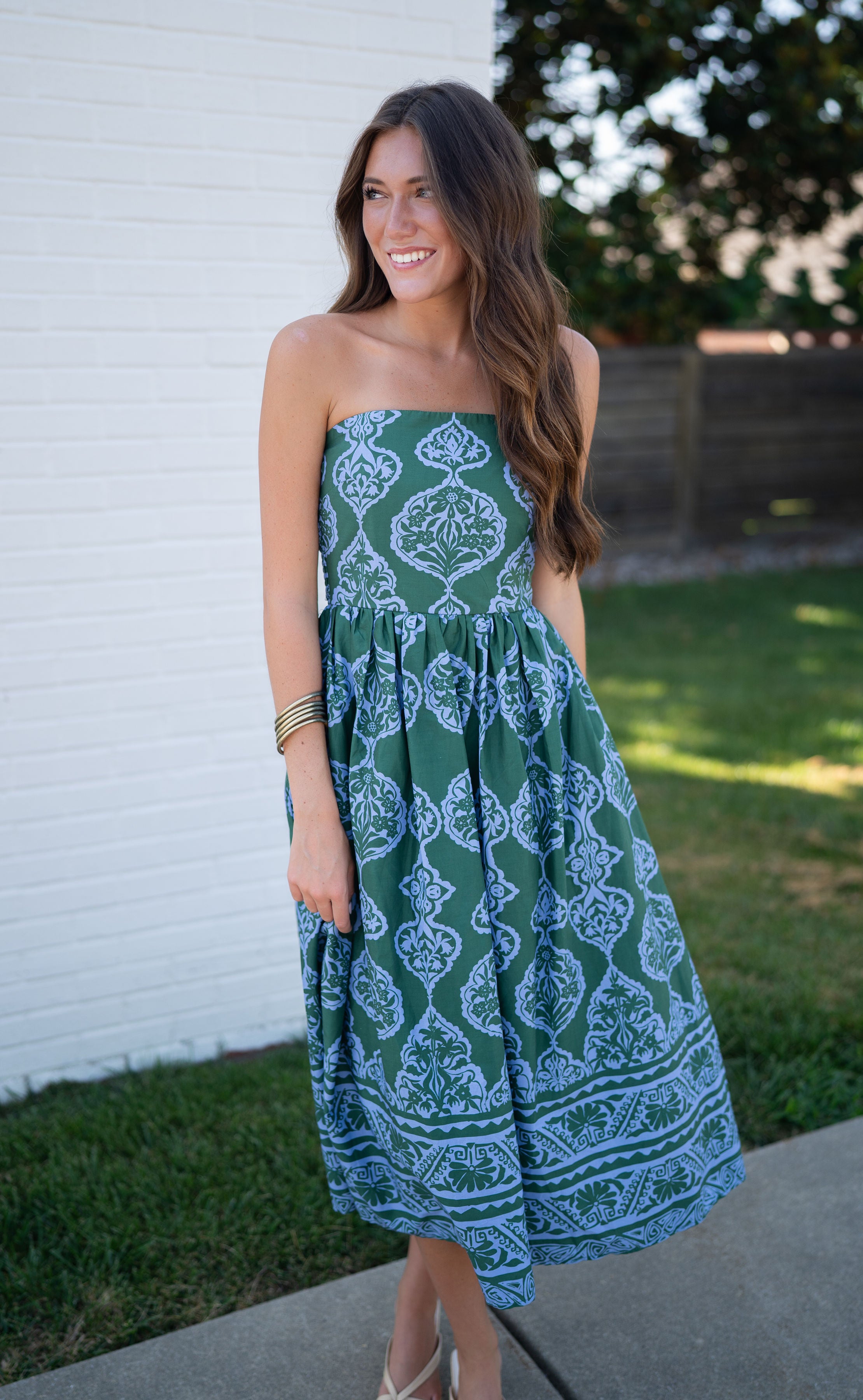 Green and Blue Printed Dress