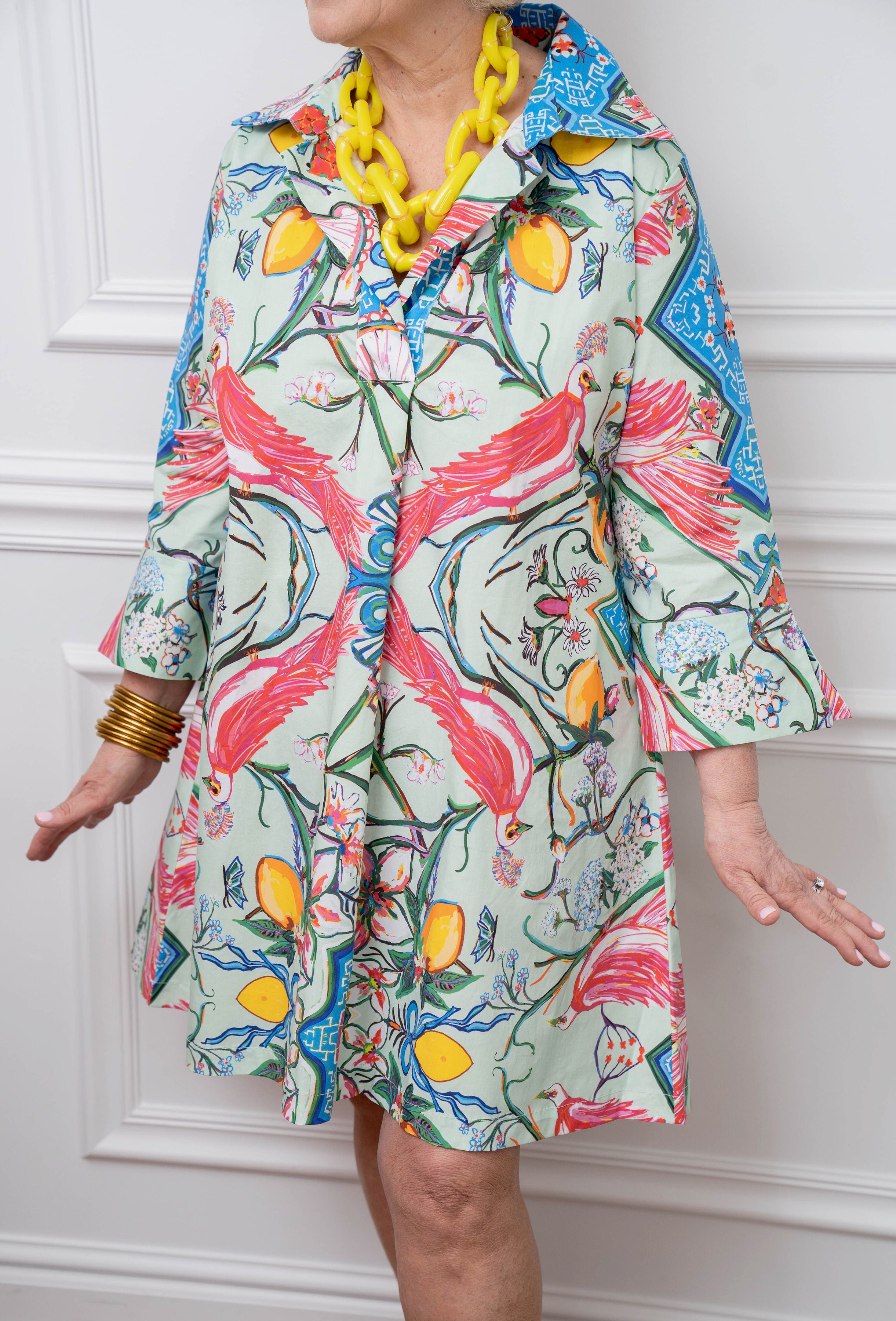 House of MBR Mint Chinois Shirt Dress