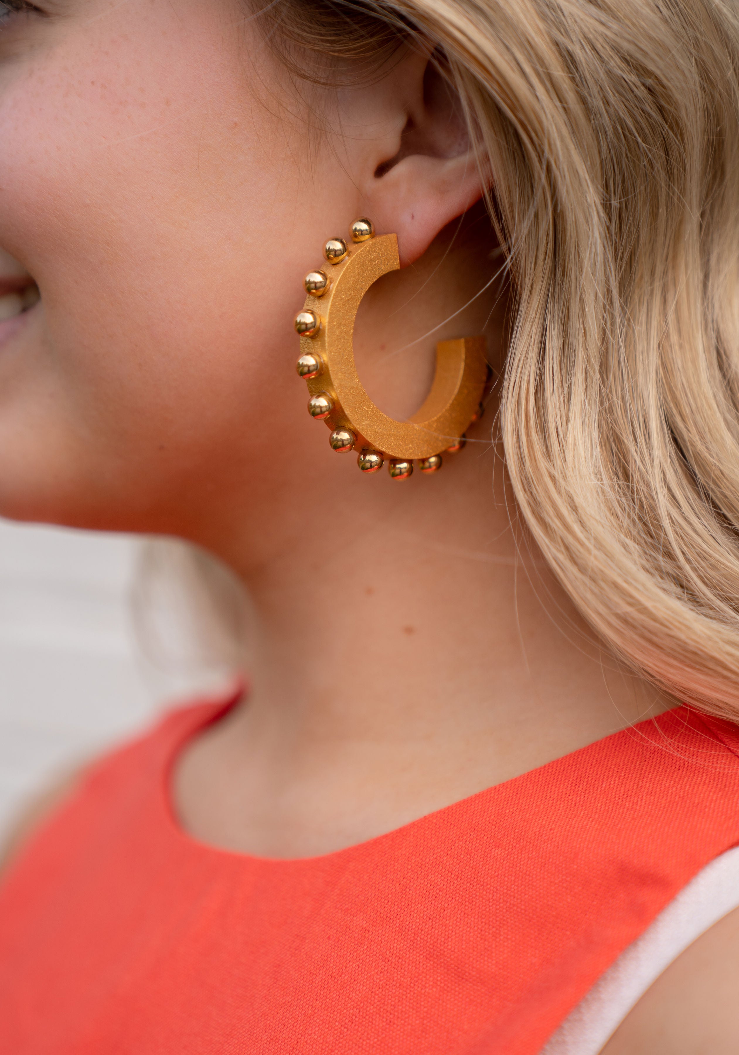 Gold Studded Hoop