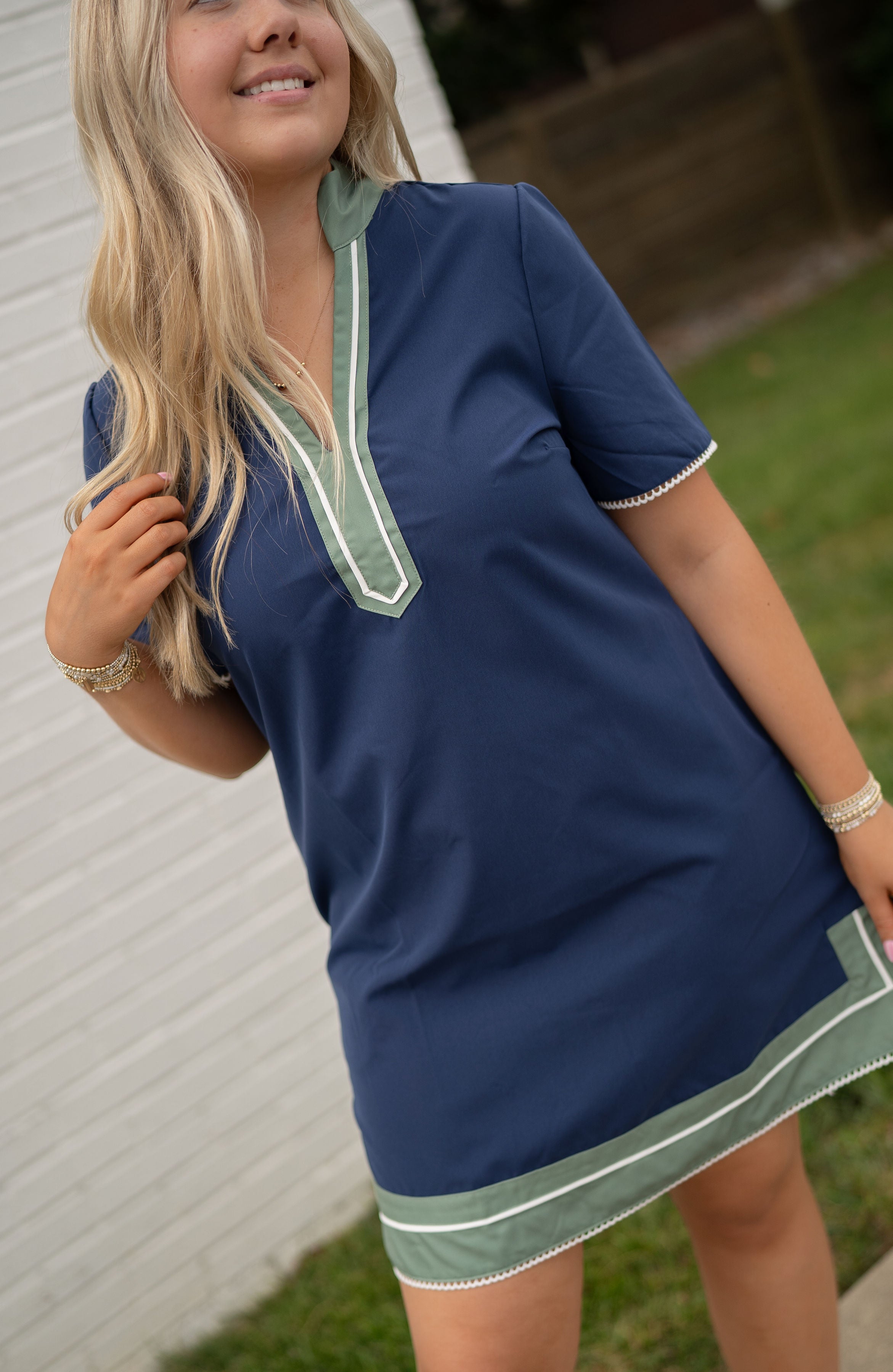 Mary Square Navy Brenda Dress