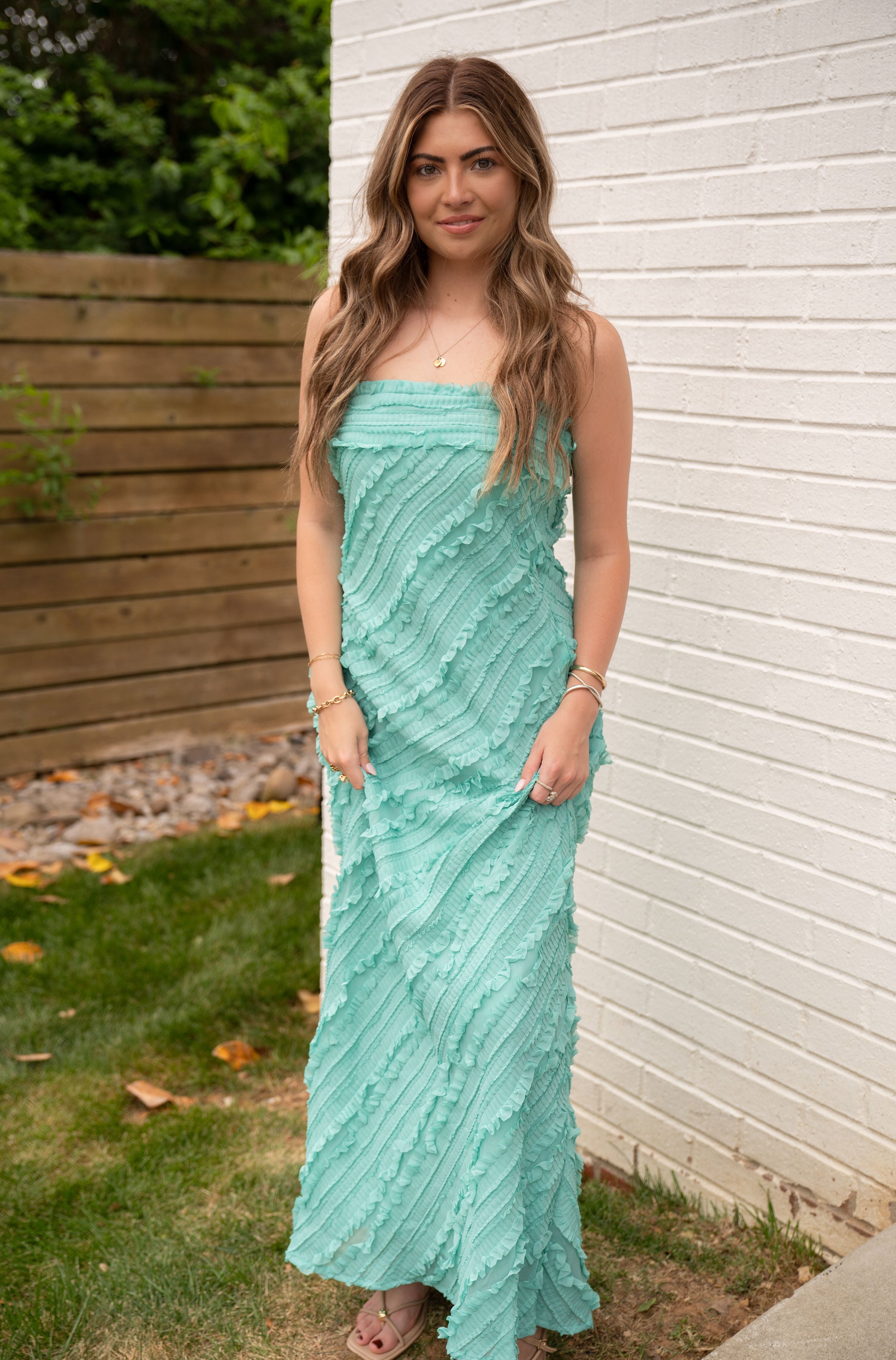 Endless Rose Teal Strapless Dress