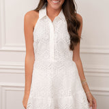 White Halter Lace Dress