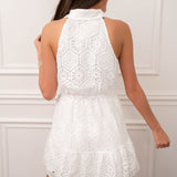 White Halter Lace Dress