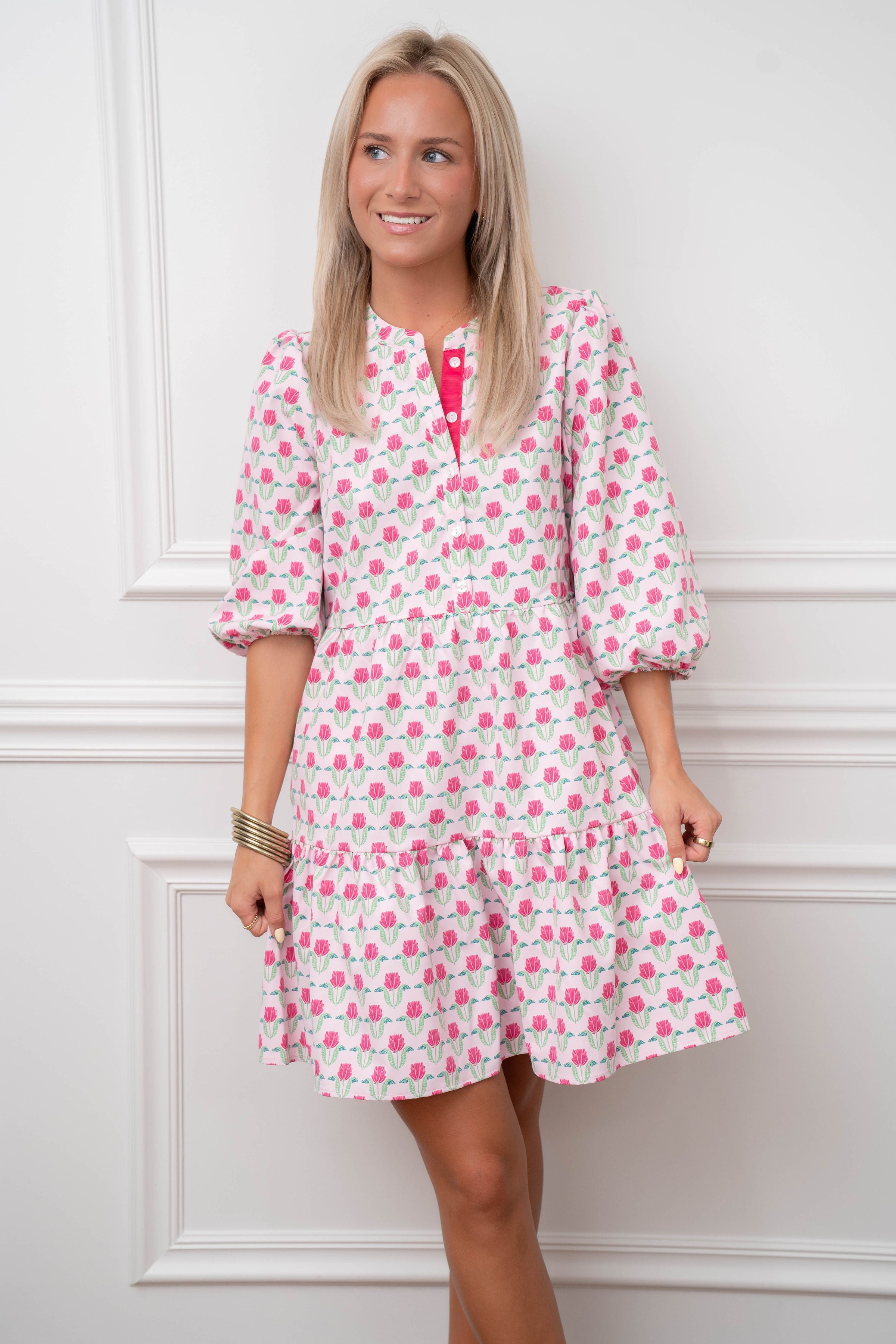 Mary Square Flora Fanfare-Pink Riley Dress