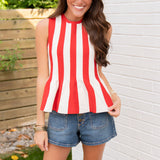 Red and White Striped Tank