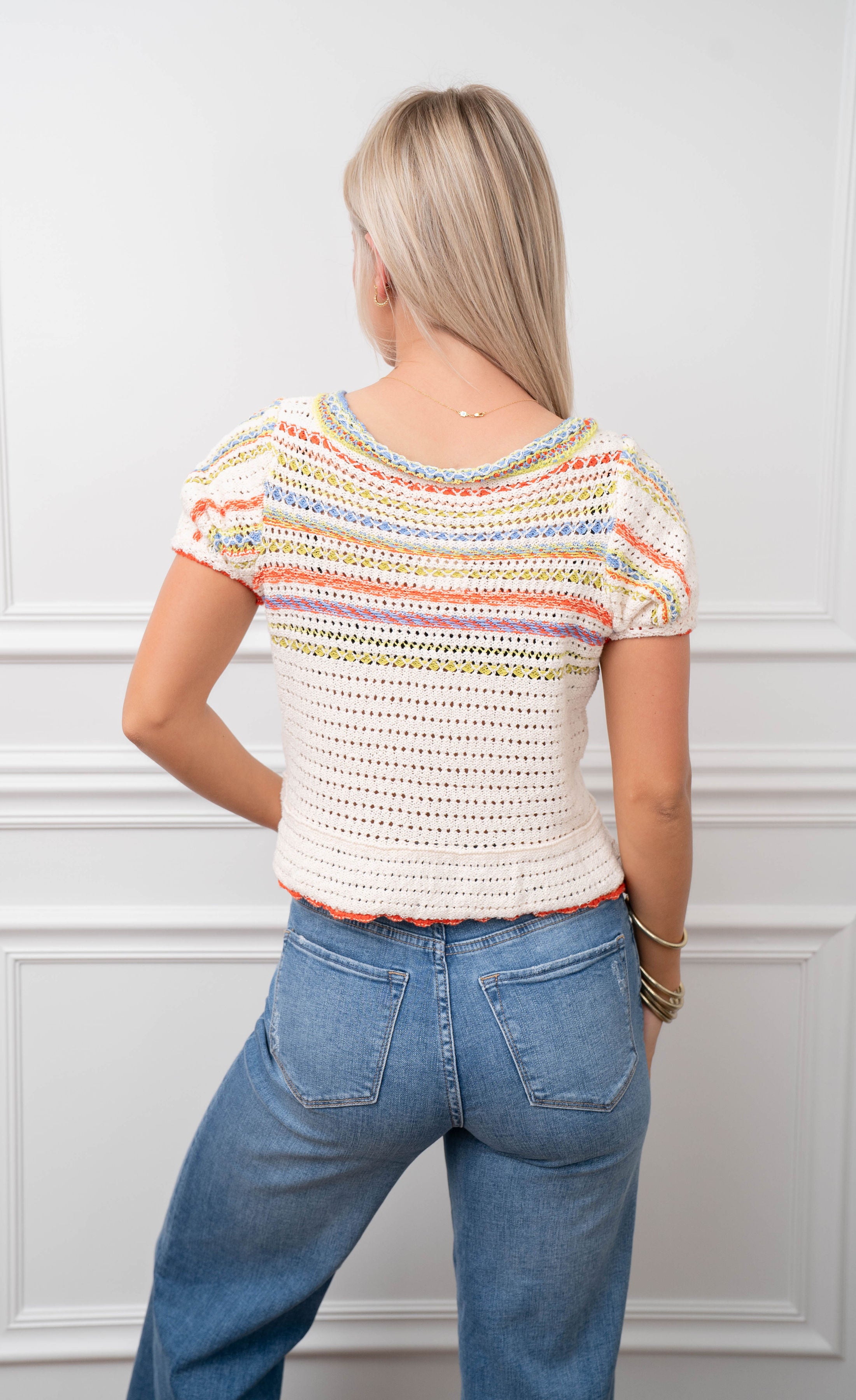 Free People Multi Color Knit Top