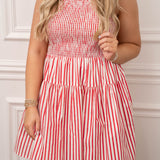 Red and White Smocked Dress