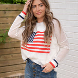 American Flag Mesh Sweater