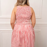 Red and White Smocked Dress