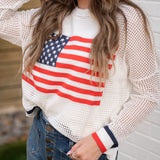 American Flag Mesh Sweater