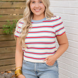 America Striped Knit Top