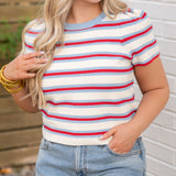 America Striped Knit Top