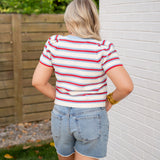 America Striped Knit Top