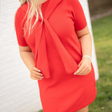 Red Dress w/ Faux Cardi