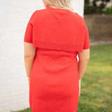 Red Dress w/ Faux Cardi