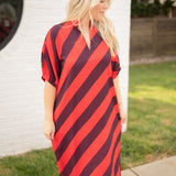 Tomato Diagonal Stripe Dress
