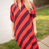 Tomato Diagonal Stripe Dress