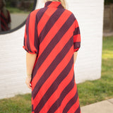 Tomato Diagonal Stripe Dress