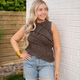 Free People Grey Ruffle Tank