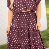 Wine Polka Dot Scrunched Top