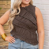 Free People Grey Ruffle Tank
