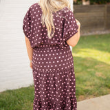 Wine Polka Dot Scrunched Top