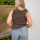 Free People Grey Ruffle Tank