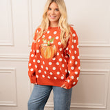 Queen of Sparkles Polka Dot Pumpkin Sweater