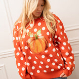 Queen of Sparkles Polka Dot Pumpkin Sweater