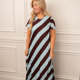 Blue Mocha Stripe Maxi Dress