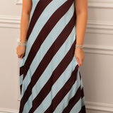 Blue Mocha Stripe Maxi Dress