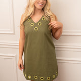 Olive Pop Grommet Dress