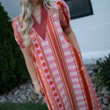 Red and Pink Polka Dot Dress