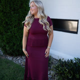 English Factory Fringe Burgundy Skirt