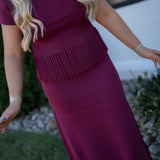 English Factory Burgundy Fringe Top