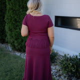 English Factory Fringe Burgundy Skirt