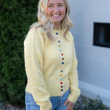 Strut & Bolt Yellow Rainbow Button Sweater