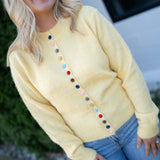 Strut & Bolt Yellow Rainbow Button Sweater