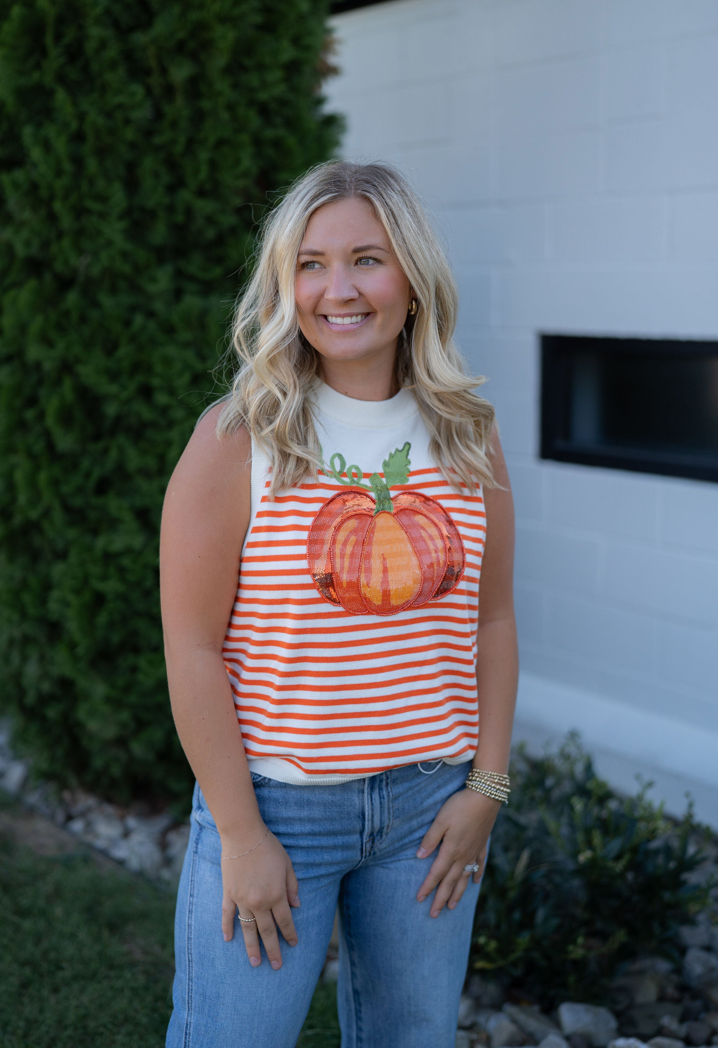 Queen of Sparkles Striped Pumpkin Knit