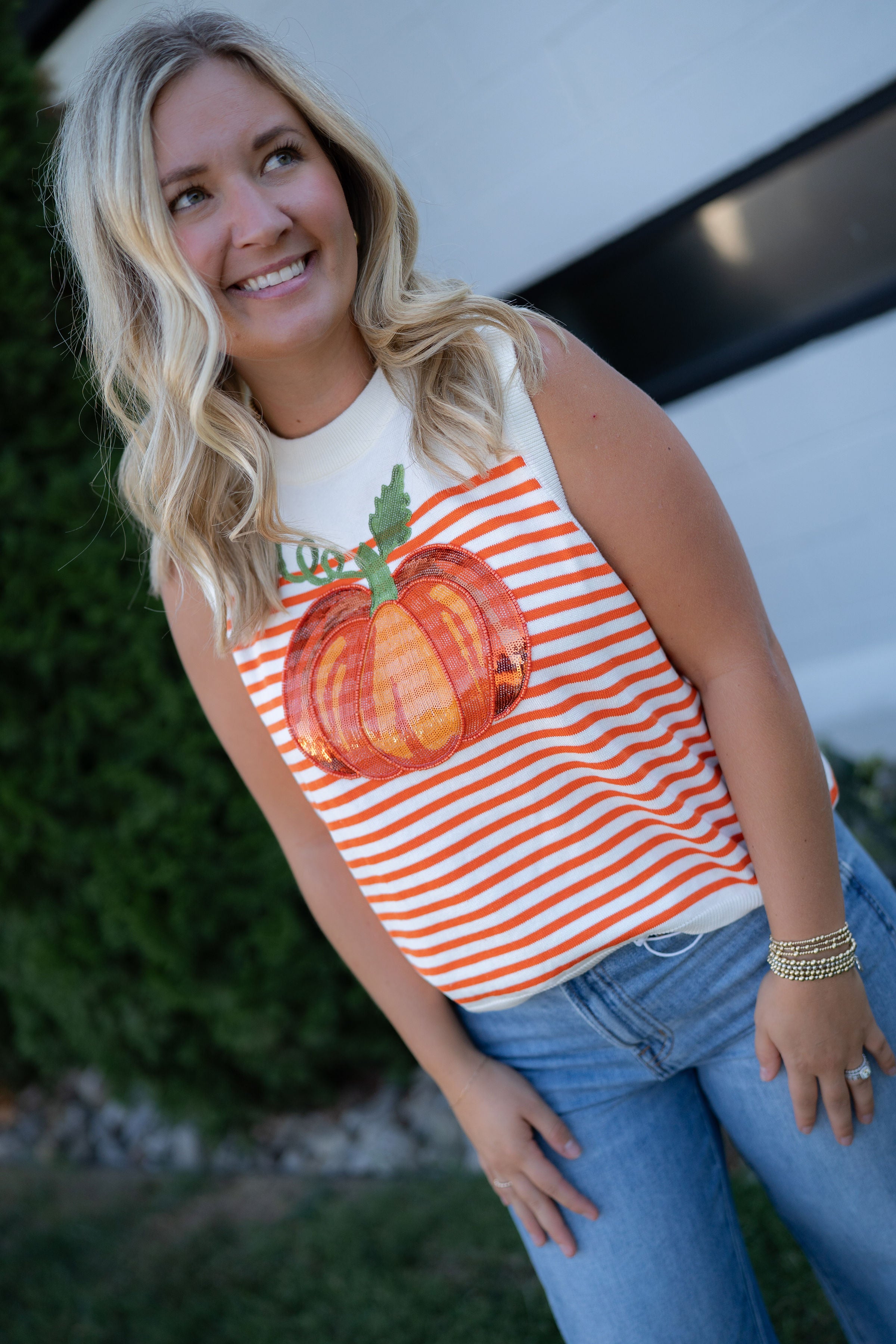Queen of Sparkles Striped Pumpkin Knit