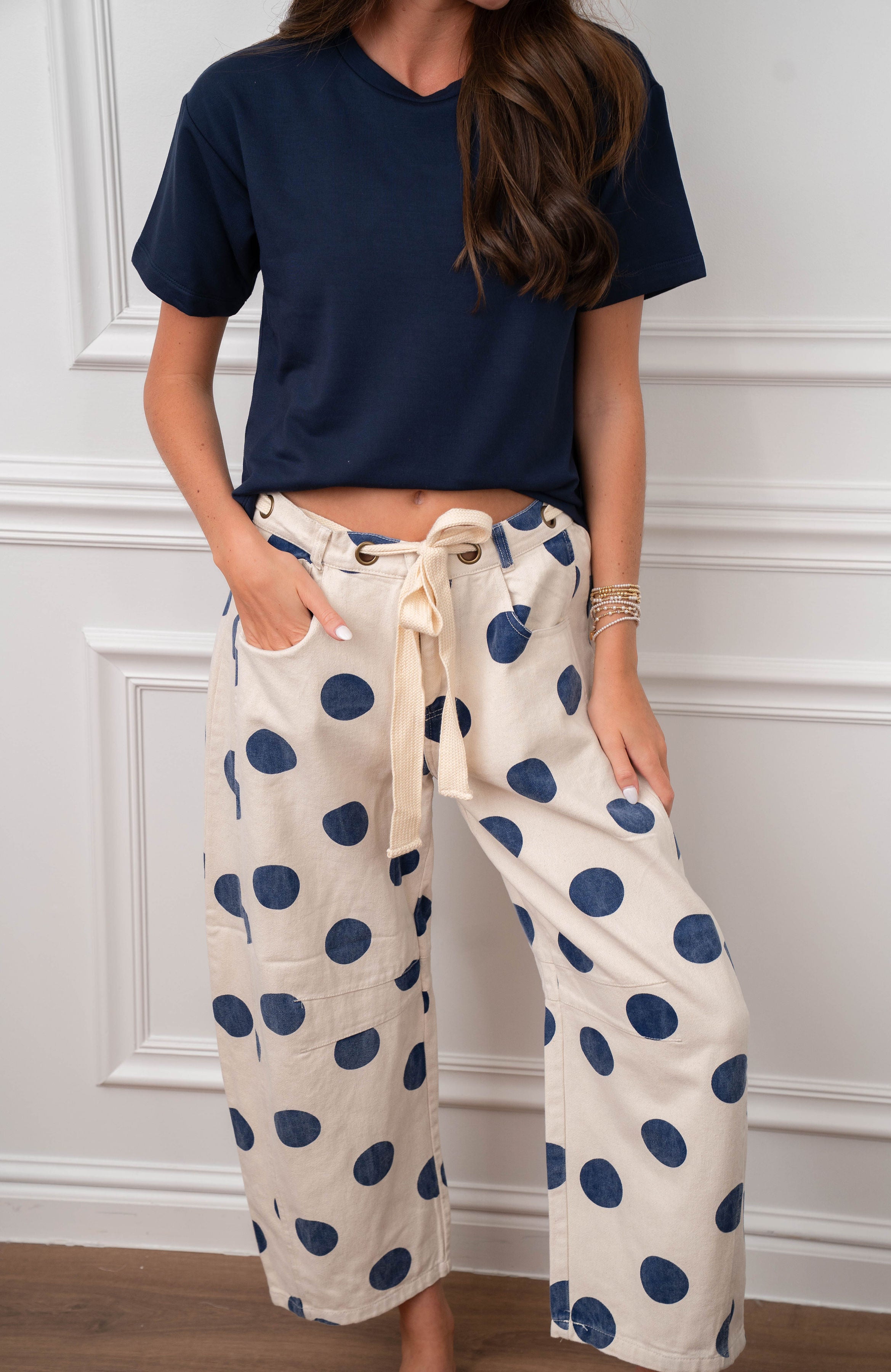 Polka Dot Denim Pant