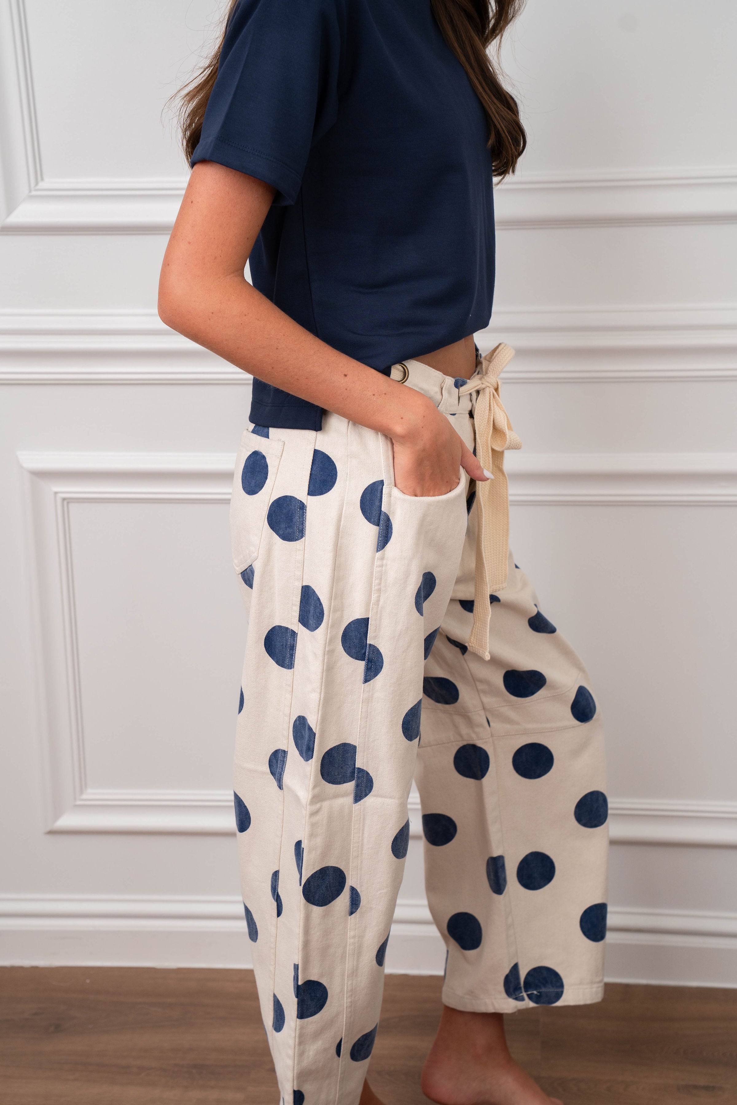 Polka Dot Denim Pant