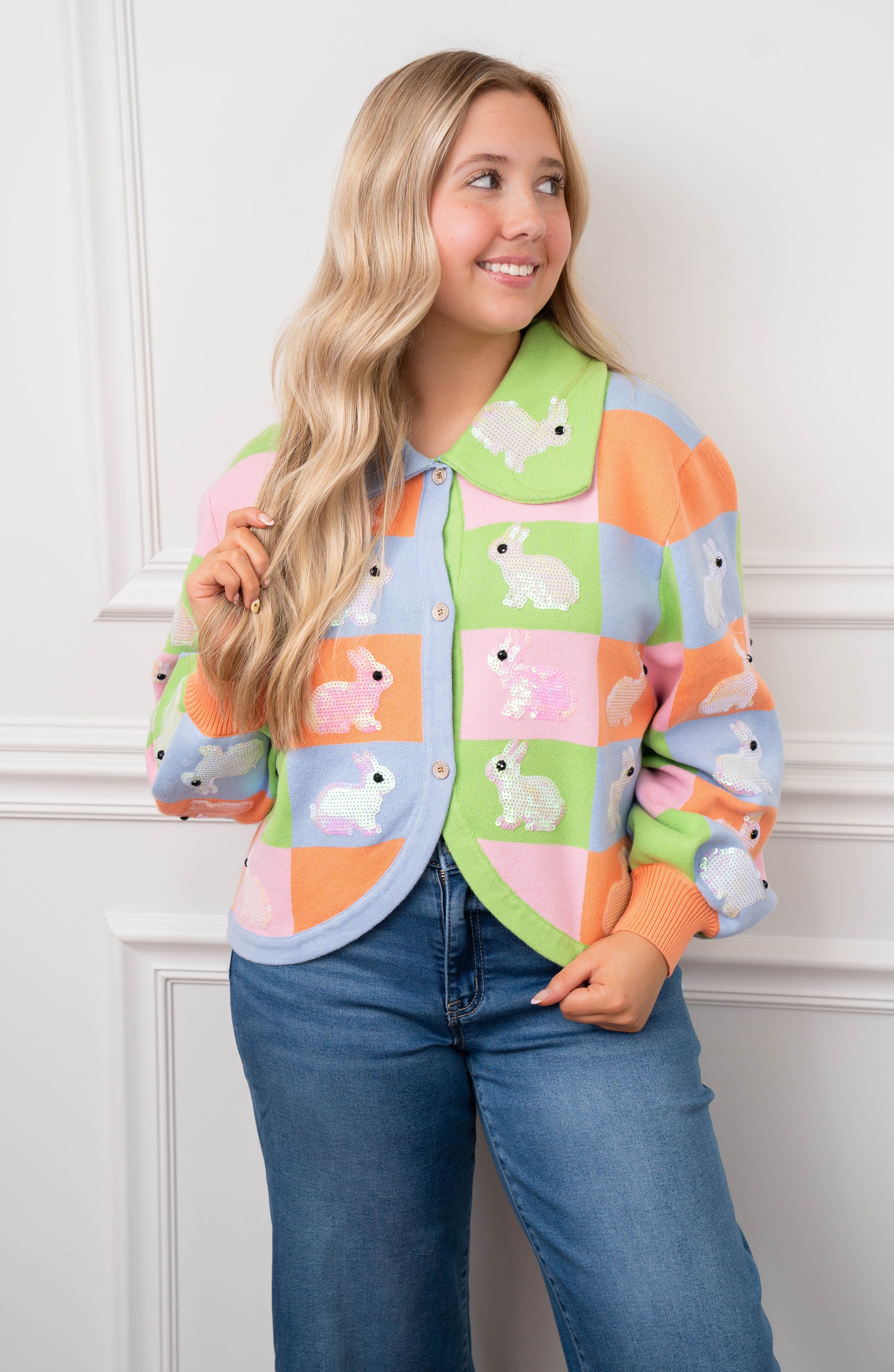 Queen of Sparkles Bunny Button Up Cardigan