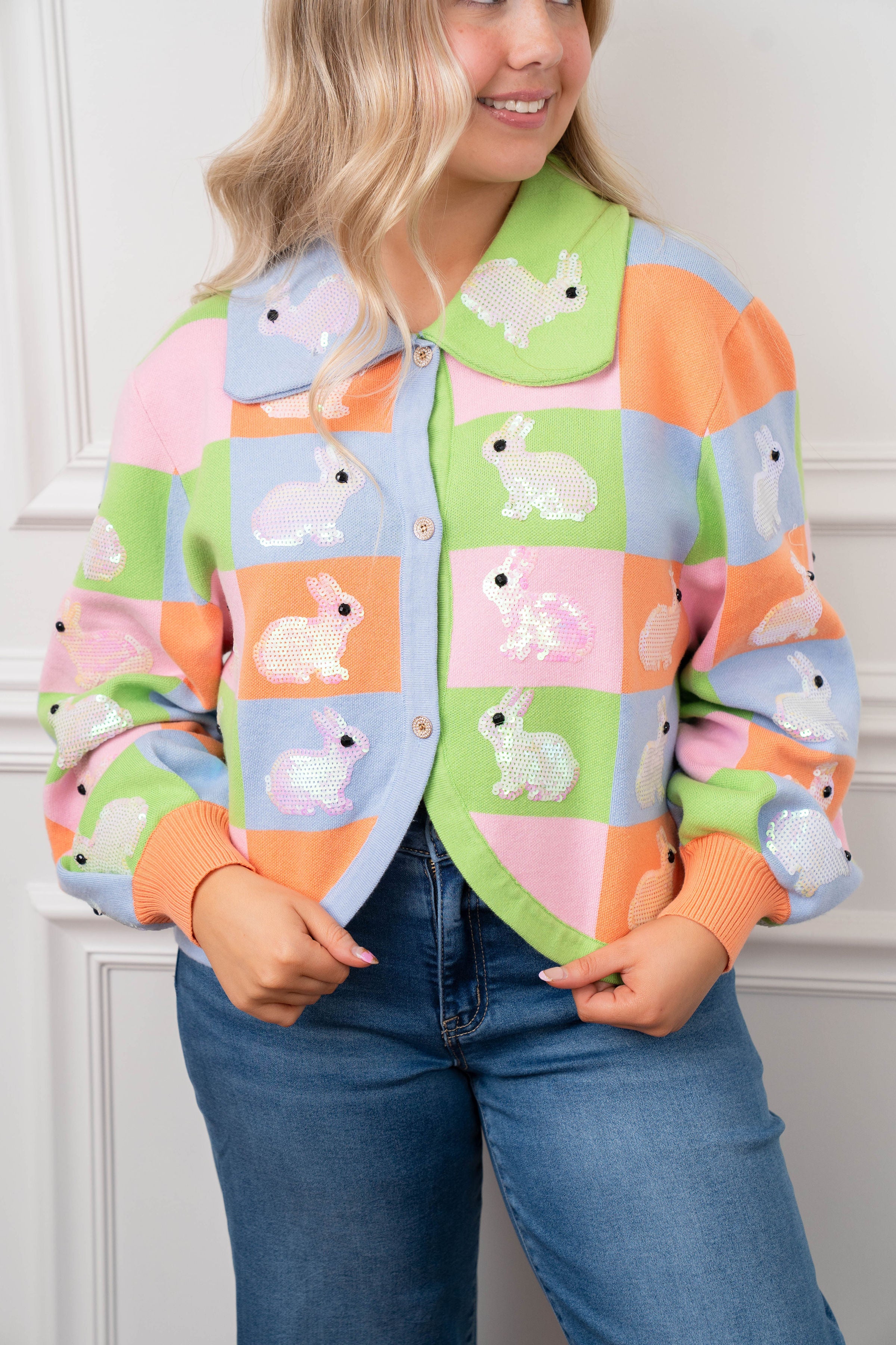Queen of Sparkles Bunny Button Up Cardigan
