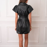 Faux Leather Zip Bubble Dress