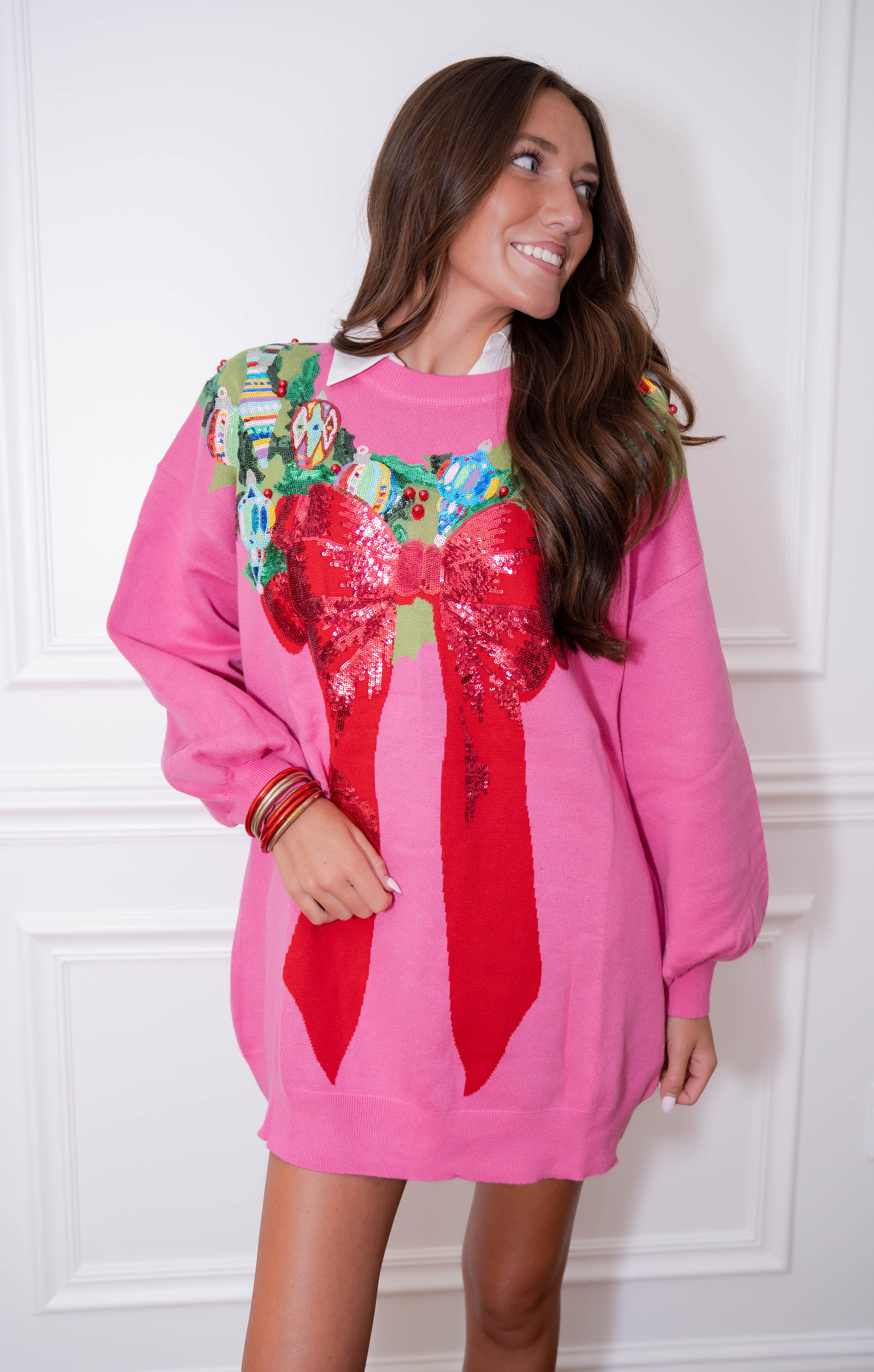 Queen of Sparkle Wreath Sweater Dress