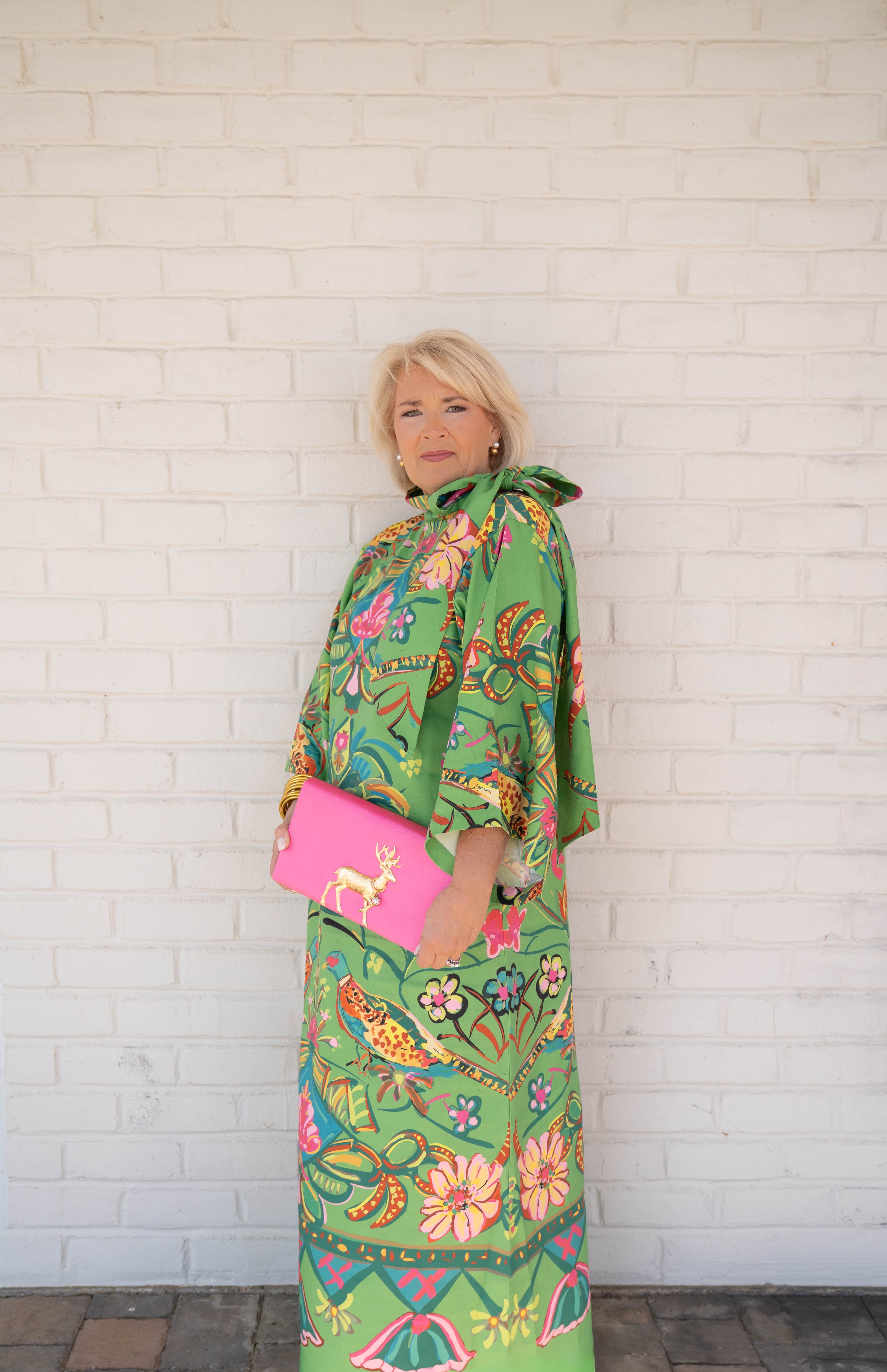 House of MBR Green Pheasant Maxi Dress