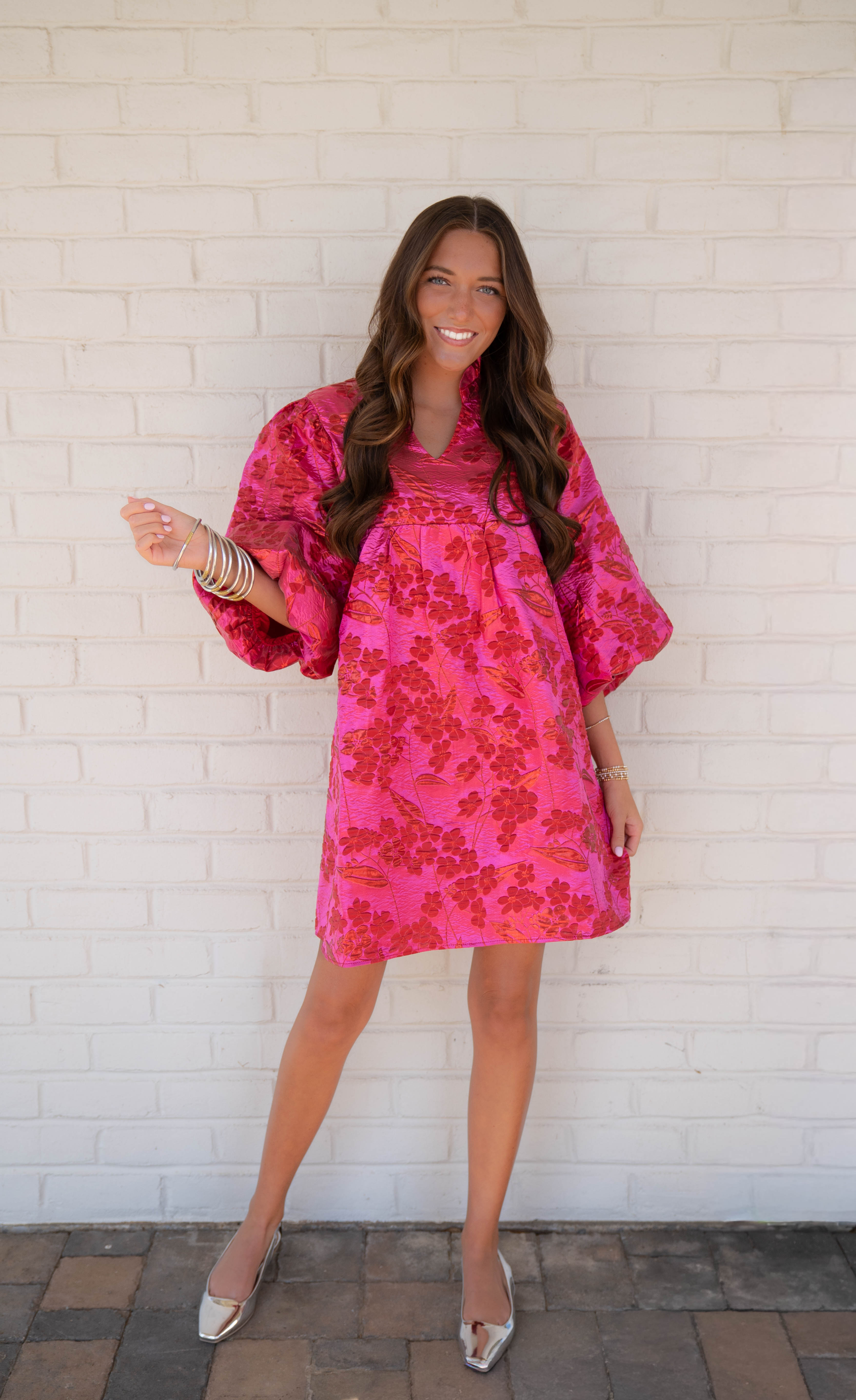 Hot Pink Embossed Dress