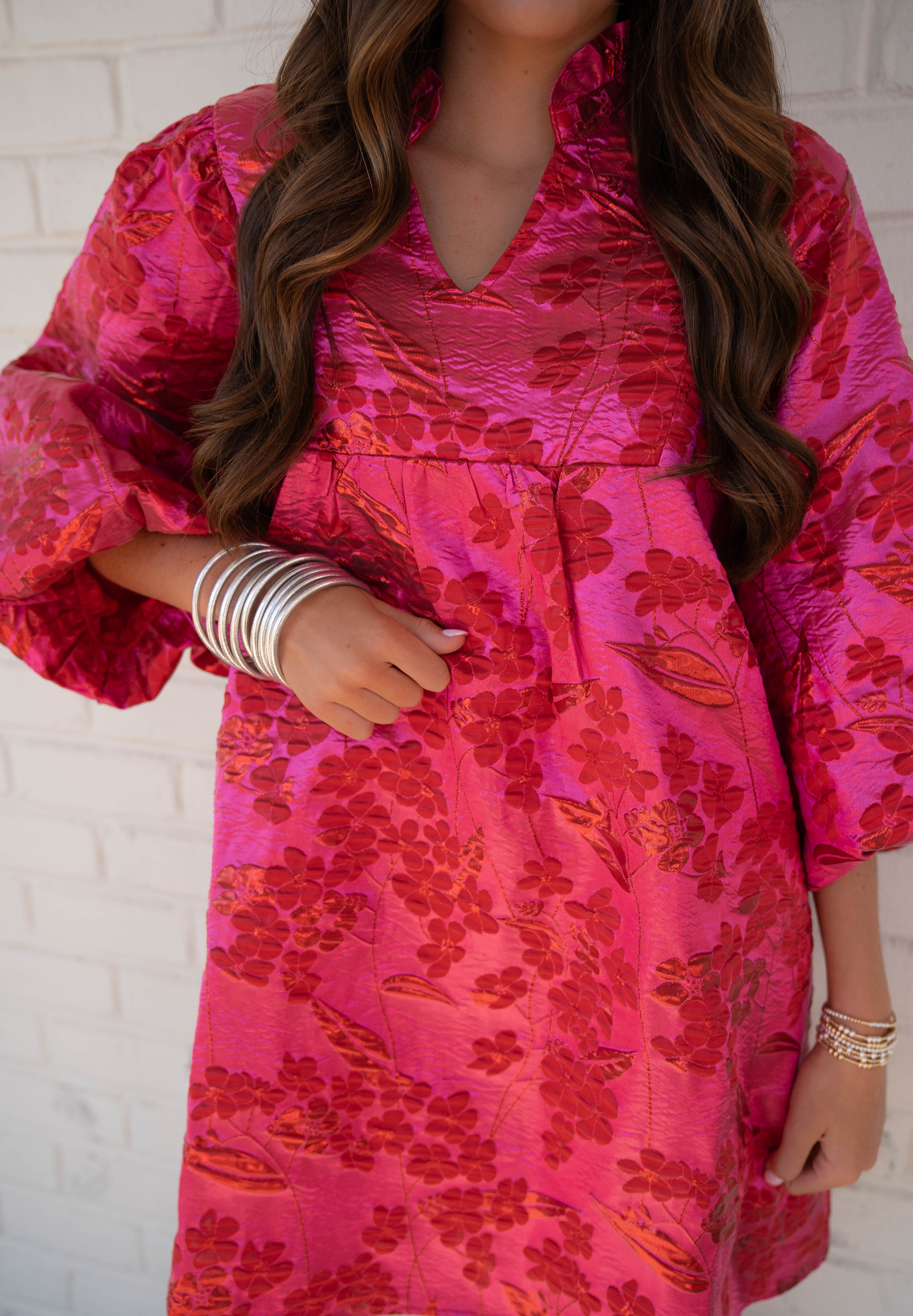 Hot Pink Embossed Dress