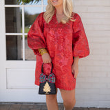 Red Embossed Babydoll Dress